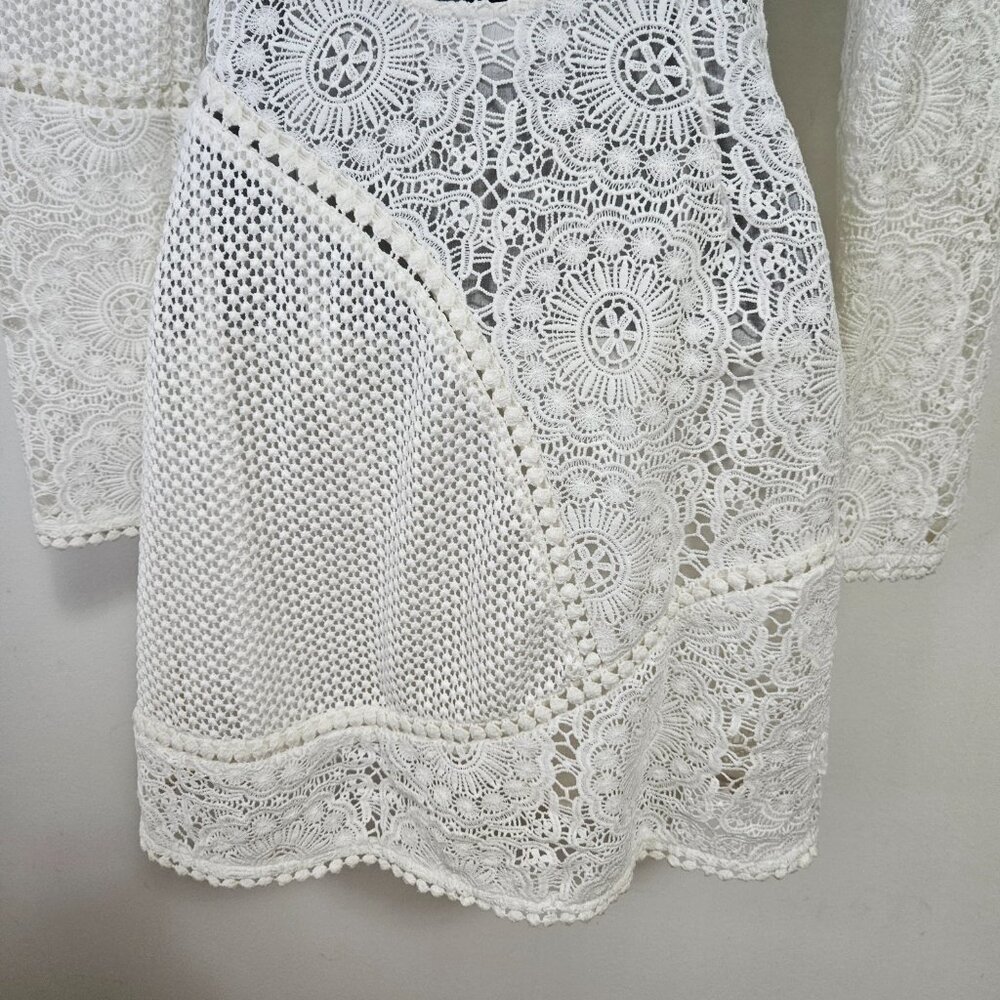 Zimmermann Anais Guipure Lace Mini Dress XS Open Back White - Picture 12 of 14